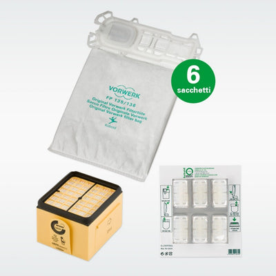 Confezione Set Farfalla per VK135/6 (6 Super-Filtrello per VK135/6, blister da 6 Dovina, Microfiltro igienico per VK135/6)